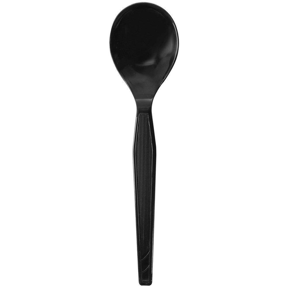 Karat PS Plastic Medium-Heavy Weight Soup Spoons Bulk Box - Black - 1,000 ct