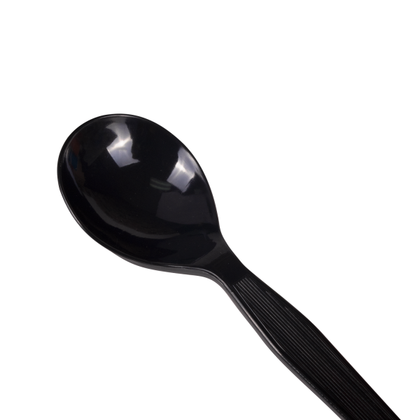 Karat PS Plastic Medium-Heavy Weight Soup Spoons Bulk Box - Black - 1,000 ct