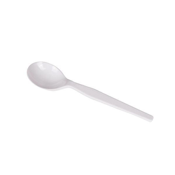 Karat PS Plastic Medium-Heavy Weight Soup Spoons Bulk Box - White - 1,000 ct