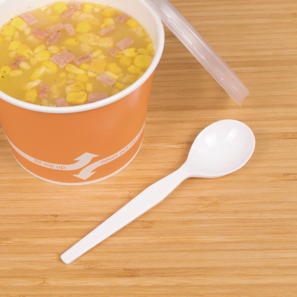 Karat PS Plastic Medium-Heavy Weight Soup Spoons Bulk Box - White - 1,000 ct