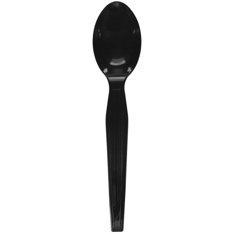 Karat PS Plastic Medium-Heavy Weight Tea Spoons Bulk Box - Black - 1,000 ct