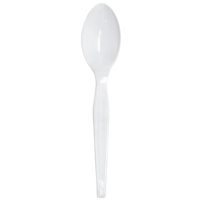 Karat PS Plastic Medium-Heavy Weight Tea Spoons Bulk Box - White - 1,000 ct