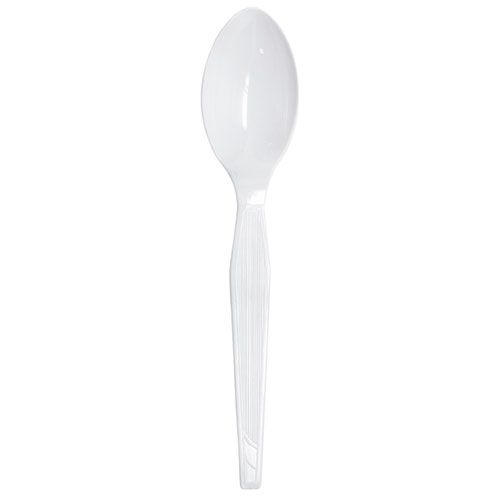 Karat PS Plastic Medium-Heavy Weight Tea Spoons Bulk Box - White - 1,000 ct