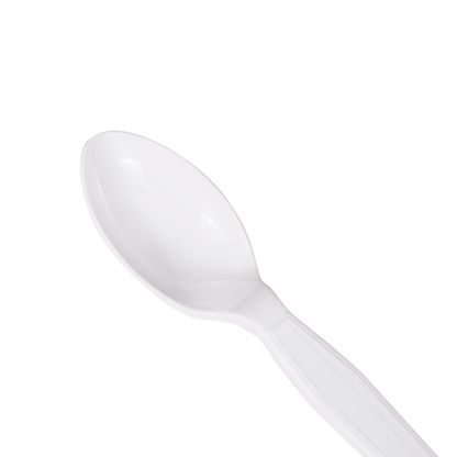 Karat PS Plastic Medium-Heavy Weight Tea Spoons Bulk Box - White - 1,000 ct