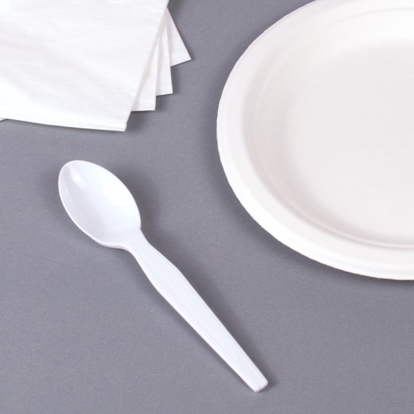 Karat PS Plastic Medium-Heavy Weight Tea Spoons Bulk Box - White - 1,000 ct