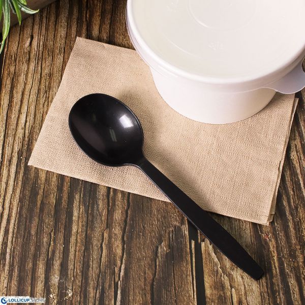Karat PP Plastic Premium Extra Heavy Weight Soup Spoon - Black - 1,000 ct
