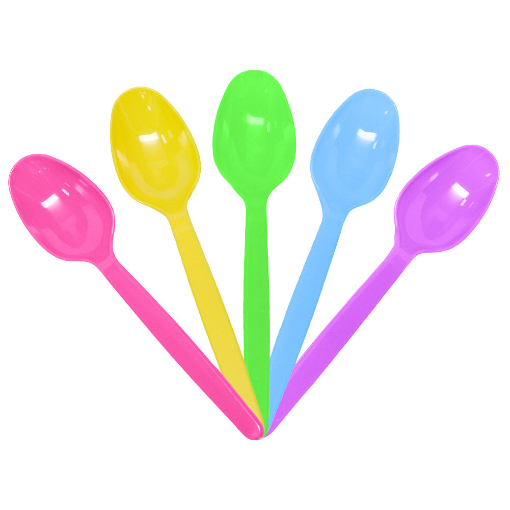 Karat PS Plastic Heavy Weight Tea Spoons - Rainbow - 1,000 ct