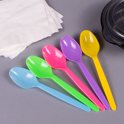 Karat PS Plastic Heavy Weight Tea Spoons - Rainbow - 1,000 ct