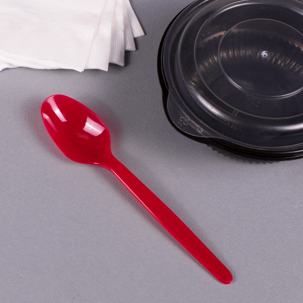 Karat PS Plastic Heavy Weight Tea Spoons - Red - 1,000 ct