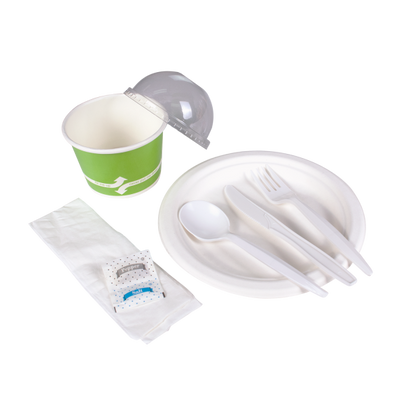 Karat PP Plastic Medium-Heavy Weight Cutlery Kits with Salt and Pepper - White - 250 ct