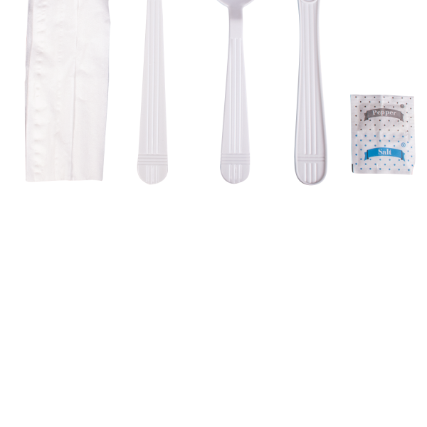 Karat PP Plastic Heavy Weight Cutlery Kits with Salt and Pepper - White - 250 ct