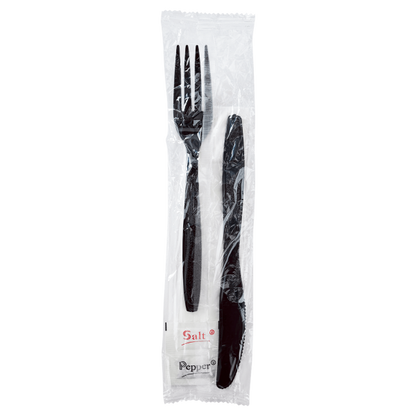 Karat PS Heavy-Weight Cutlery Kits (Knife, Fork, 1-ply Napkin, Salt, Pepper) - 250 ct