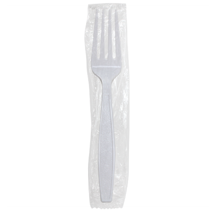 Karat PS Plastic Heavy Weight Forks - White - Wrapped - 1,000 ct