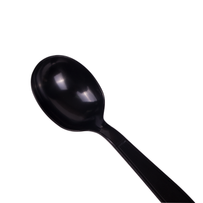 Karat PS Plastic Heavy Weight Soup Spoons - Black - Wrapped - 1,000 ct