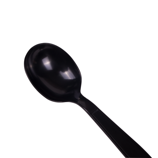 Karat PS Plastic Heavy Weight Soup Spoons - Black - Wrapped - 1,000 ct