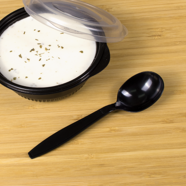 Karat PS Plastic Heavy Weight Soup Spoons - Black - Wrapped - 1,000 ct