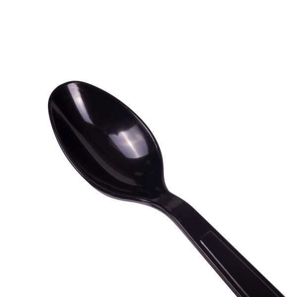 Karat PS Plastic Extra Heavy Weight Tea Spoons - Black - Wrapped - 1,000 ct