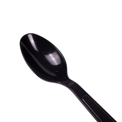Karat PS Plastic Extra Heavy Weight Tea Spoons - Black - Wrapped - 1,000 ct