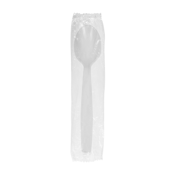 Karat PS Plastic Extra Heavy Weight Tea Spoons - White - Wrapped - 1,000 ct