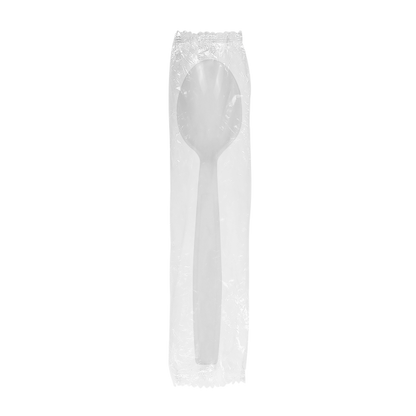 Karat PS Plastic Extra Heavy Weight Tea Spoons - White - Wrapped - 1,000 ct