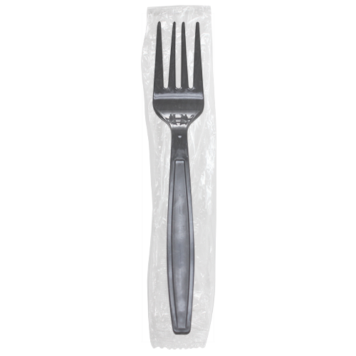 Karat PP Plastic Heavy Weight Forks - Black - Wrapped - 1,000 ct