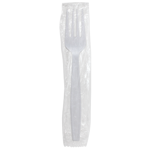 Karat PP Plastic Heavy Weight Forks - White - Wrapped - 1,000 ct