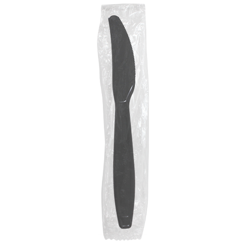 Karat PP Plastic Heavy Weight Knives - Black - Wrapped - 1,000 ct