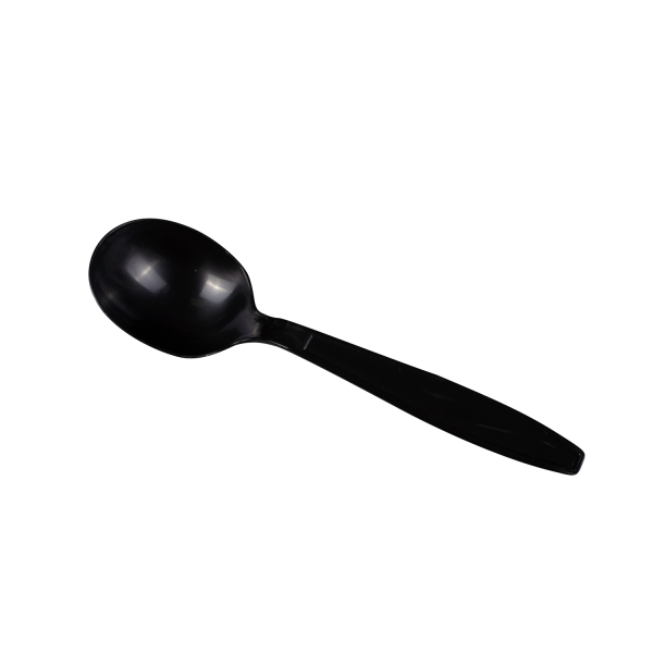 Karat PP Plastic Heavy Weight Soup Spoons - Black - Wrapped - 1,000 ct